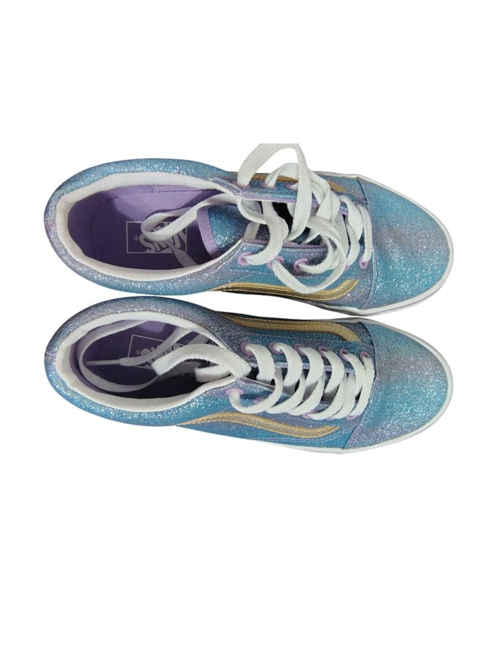 Vans off the Wall Juniors Kid Purple Blue Ombre Glitter Sneaker Show 4.5 Girls